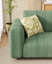 Lukzer Pastel Shades Textured Sofa Cover - Green Zigzag (SC-076-01)