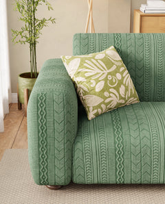 Lukzer Pastel Shades Textured Sofa Cover - Green Zigzag (SC-076-01)