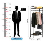 Lukzer Space-Saving Garment Stand with Shelves – Durable Metal Frame (Black/White, 163x60x35cm)