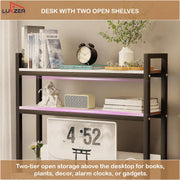 Lukzer 3-Layer Metal & Wooden Computer Desk & Study Table with Bookshelf (MST-006/White)