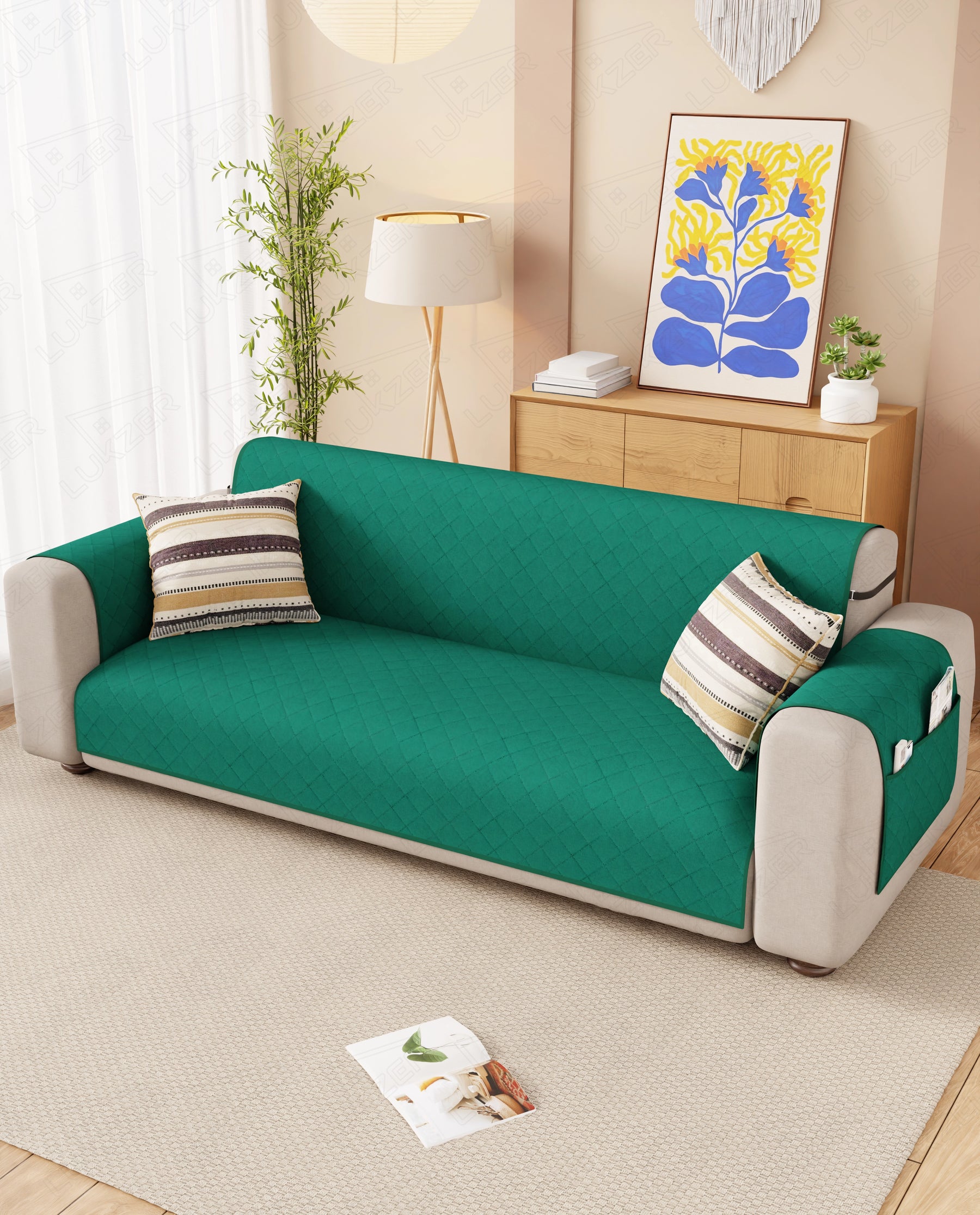 Lukzer Quilted Sofa Mat Forest Green (SC-200-01)