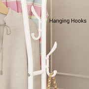 Lukzer Metal Cloth Stand with 2 Hanging Rods & Dual Storage Shelves (MGS-003/White)