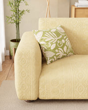 Lukzer Pastel Shades Textured Sofa Cover - Yellow Tribal Design (SC-075-01)