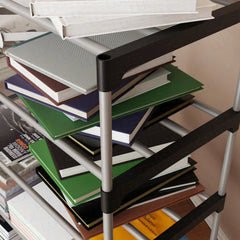 Lukzer Easy DIY Metal & Plastic Bookshelf/Storage Organizer – Black & Silver (3/4/5/6 Layers)