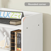 Lukzer 6-Layer Engineered Wood Bookshelf & Open Display Rack – Multi-Purpose Organizer (White, Light Oak & Oak Brown) | MR-007, 136x24x71cm