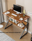 Modern Computer Desk with Built-in Bookshelf (MST-001)