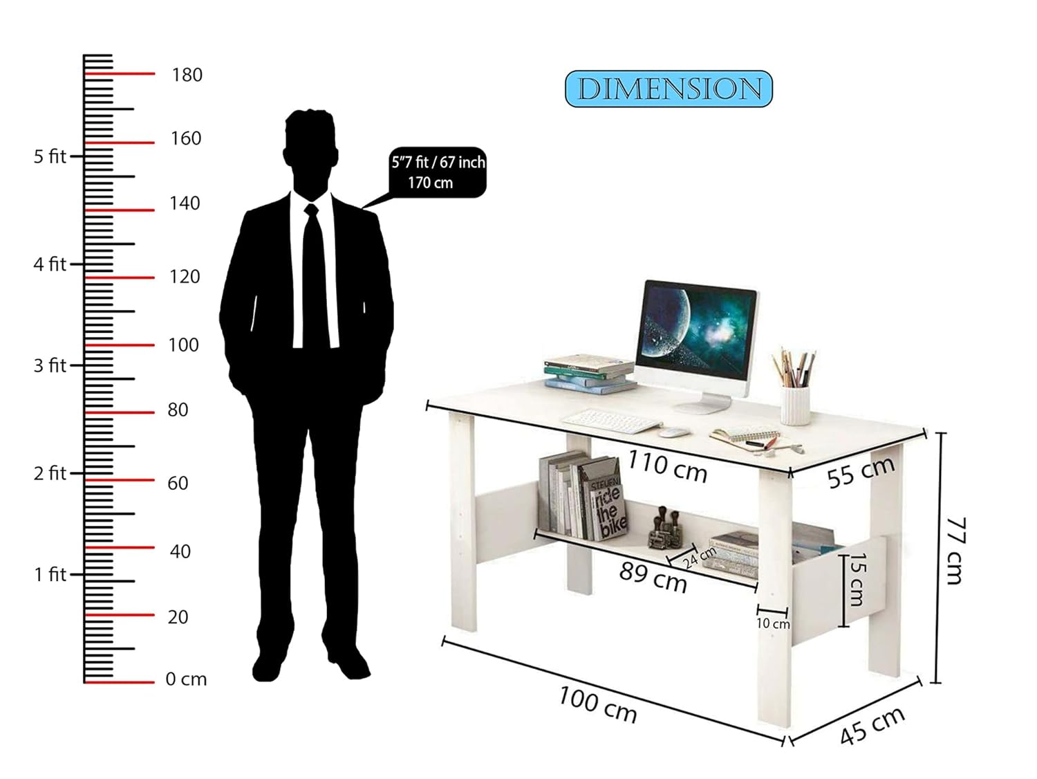 Computer Desk with 1 Layer Shelf | (ST-005)