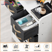 Lukzer 8 Drawer Engineered Wood Storage Organizer Cabinet with Fabric Bins (MR-028/White)