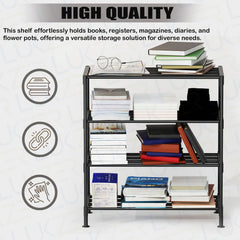 Lukzer Easy DIY Metal & Plastic Bookshelf/Storage Organizer – Black & Silver (3/4/5/6 Layers)