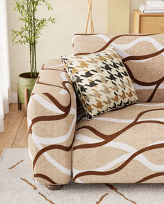 Lukzer Polyester Sofa Cover - Beige Lining (SC-021-01)