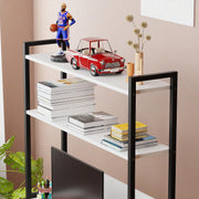 Lukzer 3-Layer Metal & Wooden Computer Desk & Study Table with Bookshelf (MST-006/White)