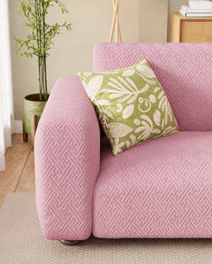 Lukzer Pastel Shades Textured Sofa Cover Pink Grid Maze (SC-108-01)