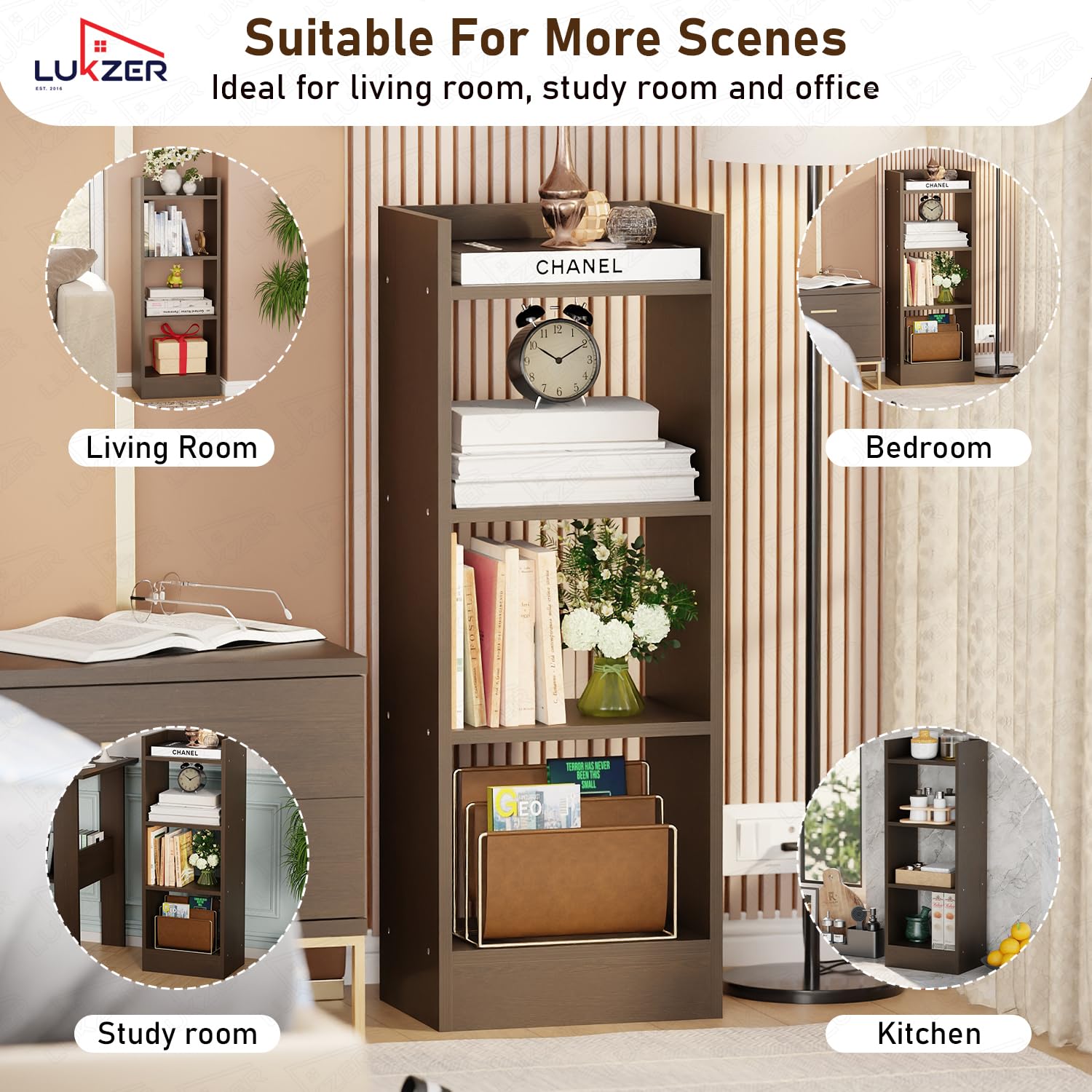 Lukzer 3 Layer Engineered Wood Multipurpose Rack Bookshelf Organizer Stand (MR-010/Wenge)