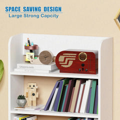 Lukzer 3‑Layer Rounded Edges Engineered Wood Open Rack Cabinet Bookshelf (MR‑016/White)