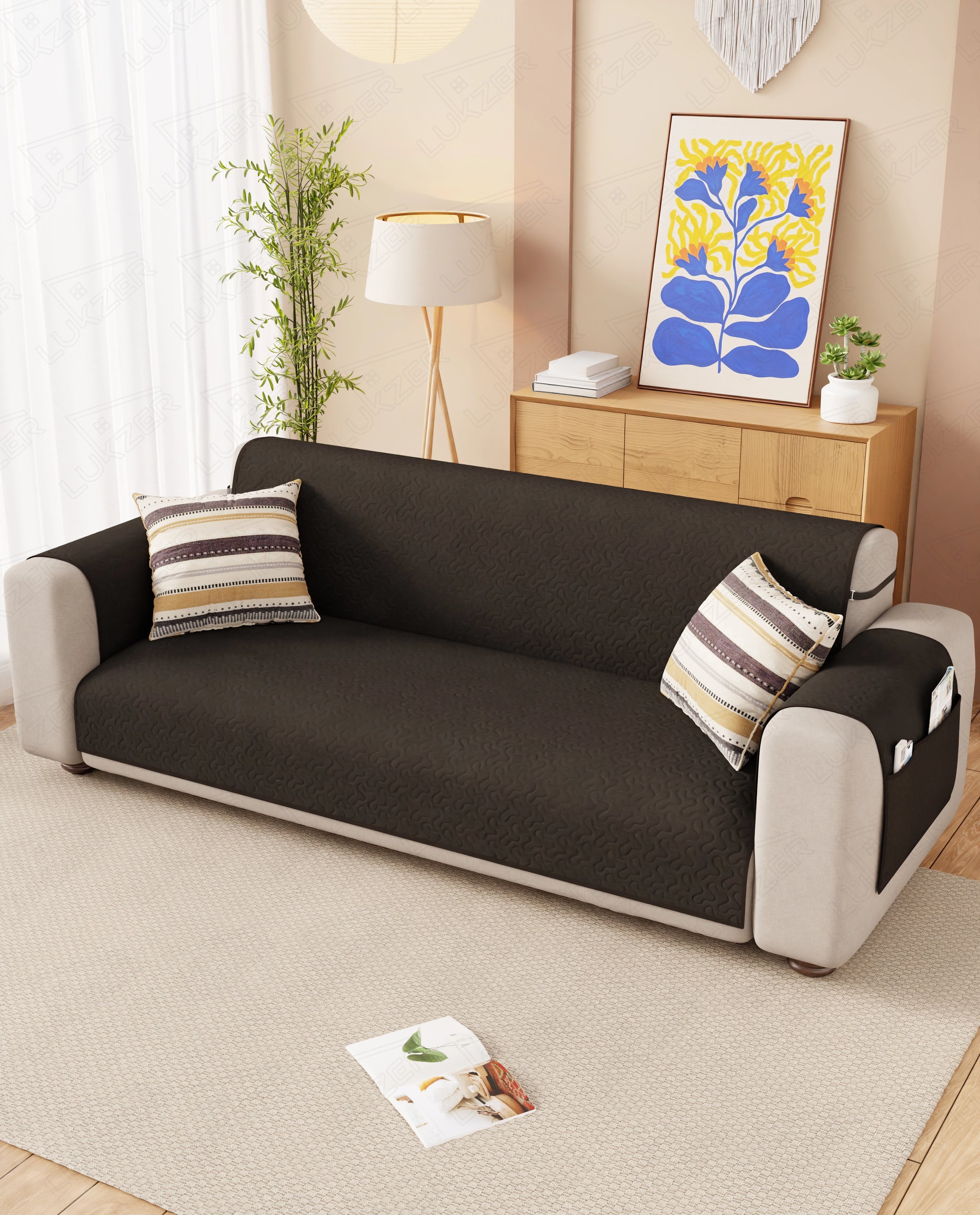 Lukzer Quilted Sofa Mat Stipple Dark Brown (SC-207-01)