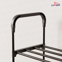 Lukzer 3-Tier Metal & Plastic Space-Saving Shoe Organizer Rack (MSR-003/Black)