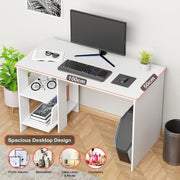 Lukzer Engineered Wood Study & Computer Table Office Desk with Bookshelf (ST-007/ White)
