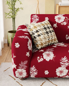 Lukzer Polyester Sofa Cover Red Flower (SC-014-01)