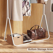 Lukzer Minimalist Single Rod Garment Stand with Coat Hanger – Modern Look (Black/White, 150x81.5x41.5cm)