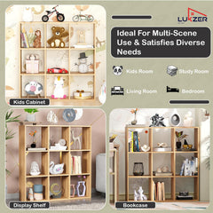 Lukzer Engineered Wood 9-Cube Multipurpose Open Storage Organizer (MR-012/Light Oak)
