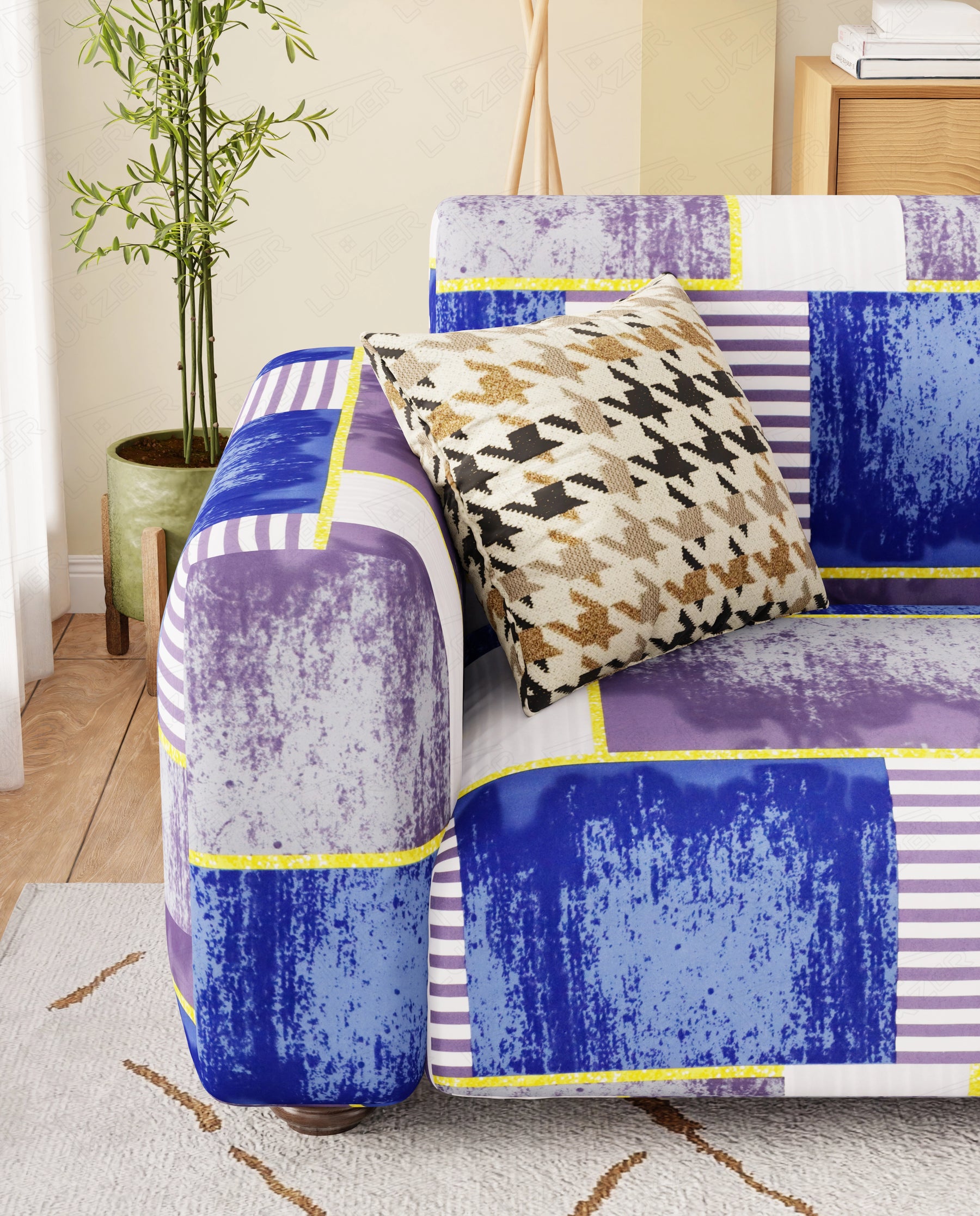 Lukzer Polyester Sofa Cover - Multi Patch (SC-042-01)