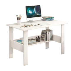 Lukzer Modern Computer Desk with Bookshelf Study Table Made with Engineered Wood (ST-005/White)