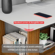 Lukzer Engineered Wood Modern Computer Desk with Bookshelf Study Table (ST-004/Dual Color)