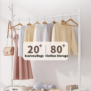 Lukzer Heavy-Duty Portable Metal Clothes Rack with Single Rod & Bottom Shelf (MGR-001/White)