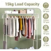 Lukzer Multifunctional Metal Garment Stand with Bottom Shelf (MGS-004/White)