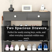 Lukzer 5-Tier Shoe Rack with Storage Drawers Engineered Wood Shoe Organizer (SR-001/Black)