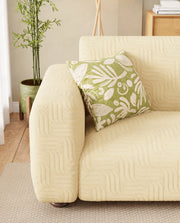 Lukzer Pastel Shades Textured Sofa Cover - Yellow Ripple Lines (SC-163-01)