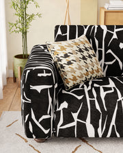 Lukzer Polyester Sofa Cover  Black & White (SC-026-01)