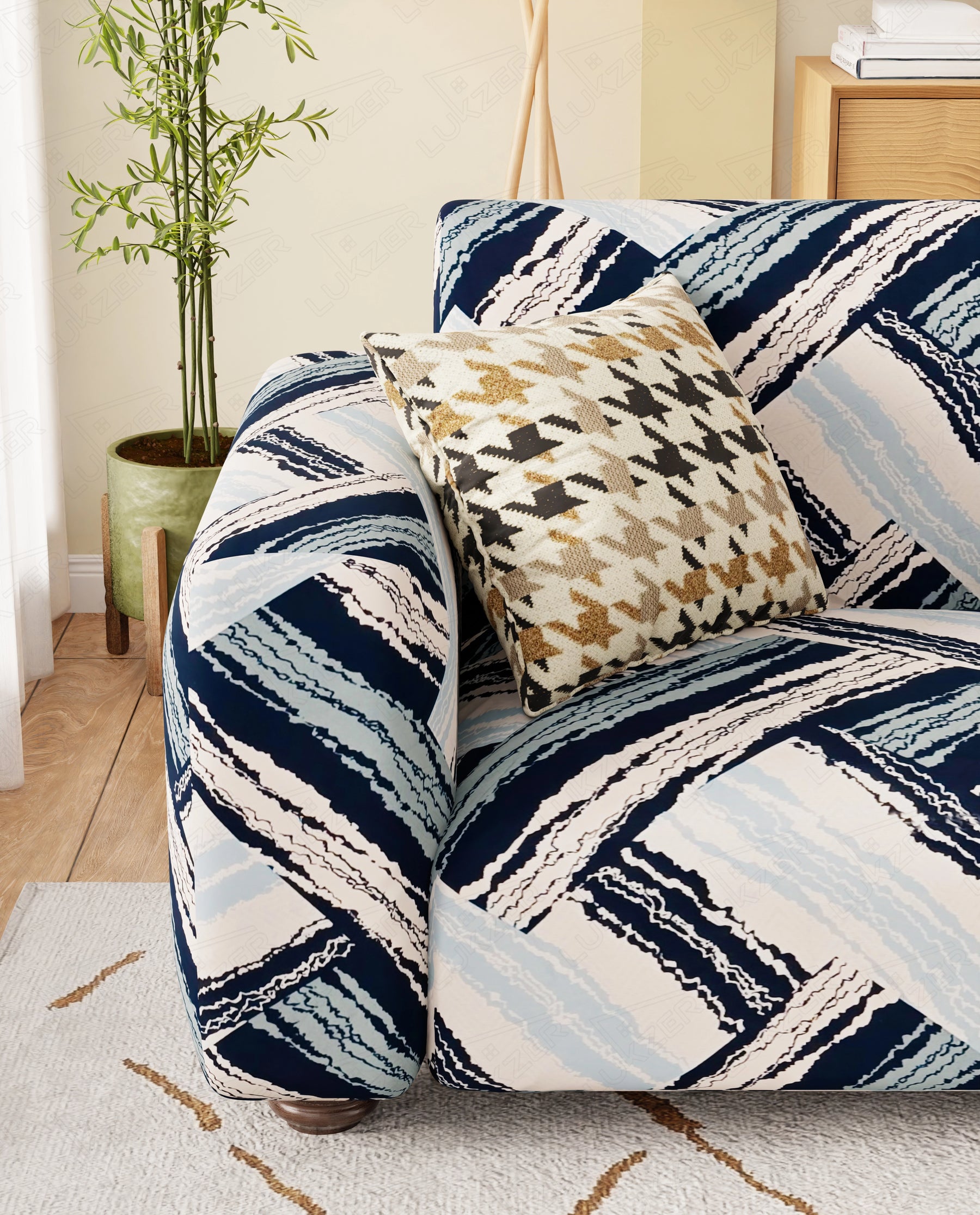 Lukzer Polyester Sofa Cover Blue Weave (SC-050-01)