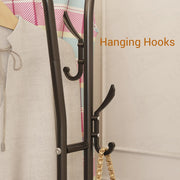 Lukzer Metal Cloth Stand with 2 Hanging Rods & Dual Storage Shelves (MGS-003/Black)