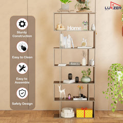 Lukzer 6-Layer S-Shaped Ladder Engineered Wood Open Bookshelf Rack (MR-002, Wenge)