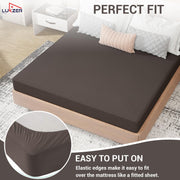 Lukzer Quilted Cotton Waterproof Mattress Protector Dark Brown (MTP-QDB-001)