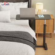 Lukzer Modern Adjustable Overbed Study Table with Wheels (MST-002/Black & Black)