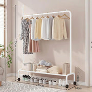 Lukzer Single Pole Garment Stand – 110cm with 1-Bottom Shelf MGR-007 (Black/Gold/White)