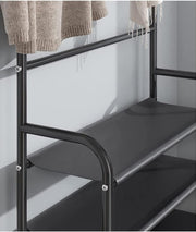 Lukzer Space-Saving Metal Garment Stand with 8 Hangers & 5-Tier Storage – Black/White (170x80x26cm)