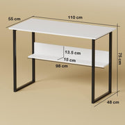 Lukzer Metal Frame Computer Desk – Engineered Wood Top (White Frame/Oak Brown Board, Black Frame/White Board) (Model: MST-005)