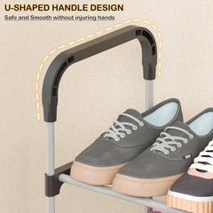 Lukzer Dual-Material Shoe Rack – Silver & Black, 3/4/5/6-Layer Storage Organizer