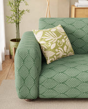 Lukzer Pastel Shades Textured Sofa Cover -  Green Leaf Trail (SC-128-01)