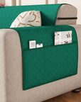 Lukzer Polyester Blend Quilted Sofa Cover Mat (350 GSM)| Full Coverage with Arms & Back Belt | Machine Washable Sofa Runner with Storage Side Pocket