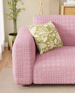 Lukzer Pastel Shades Textured Sofa Cover - Pink Square Knit (SC-175-01)
