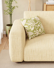 Lukzer Pastel Shades Textured Sofa Cover - Yellow Tangled Lines (SC-119-01)