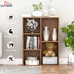 Lukzer Engineered Wood 5 Shelves Open Cabinet Bookshelf & Storage Organiser (MR-026/Oak Brown)