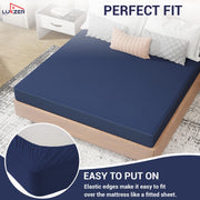 Lukzer Quilted Cotton Waterproof Mattress Protector Blue (MTP-QBL-001)