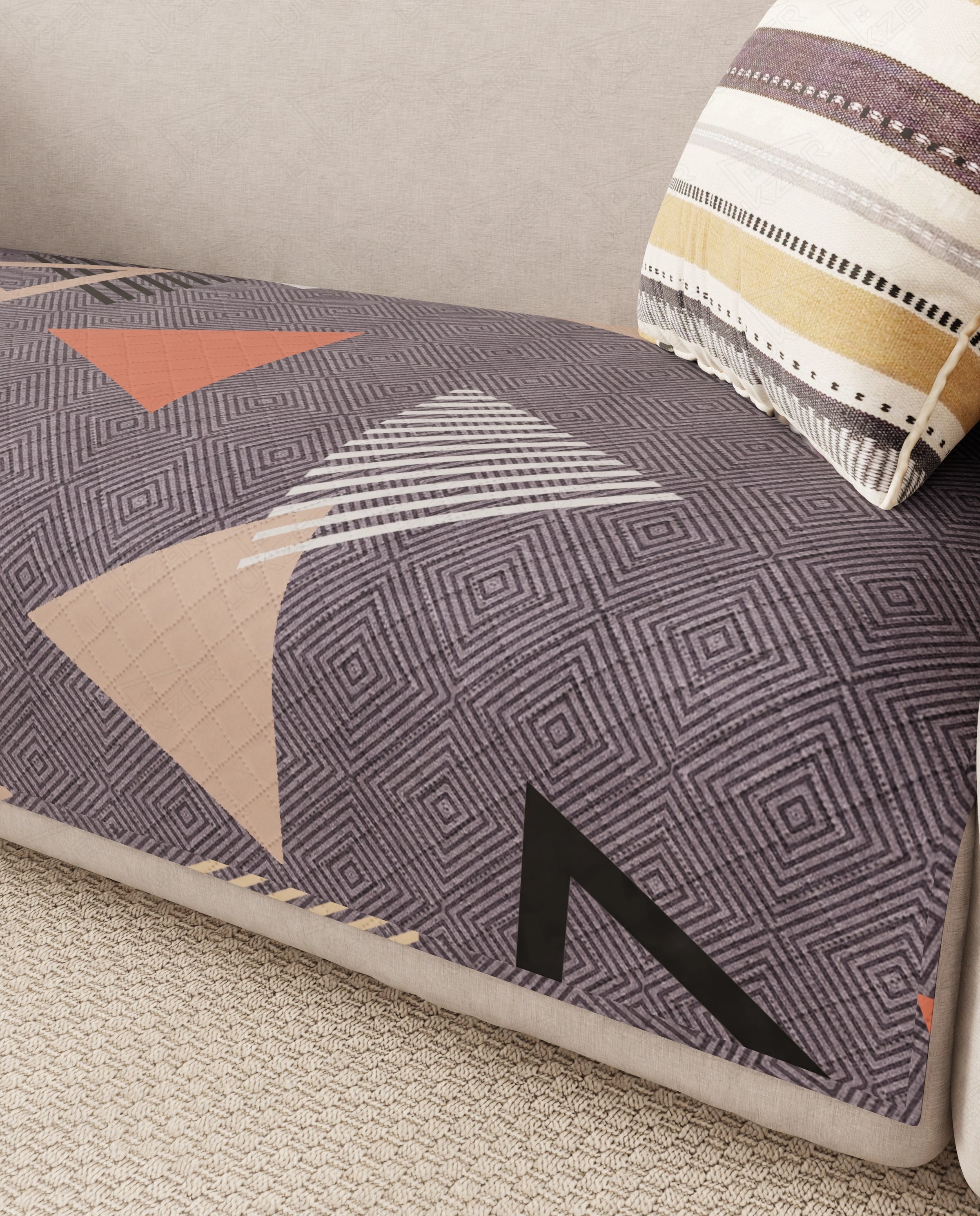 Lukzer Quilted Waterproof Sofa Mat  Floating Triangle (SC-188-01)
