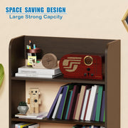 Lukzer 3‑Layer Rounded Edges Engineered Wood Open Rack Cabinet Bookshelf (MR‑016/Wenge)