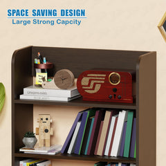 Lukzer 3‑Layer Rounded Edges Engineered Wood Open Rack Cabinet Bookshelf (MR‑016/Wenge)